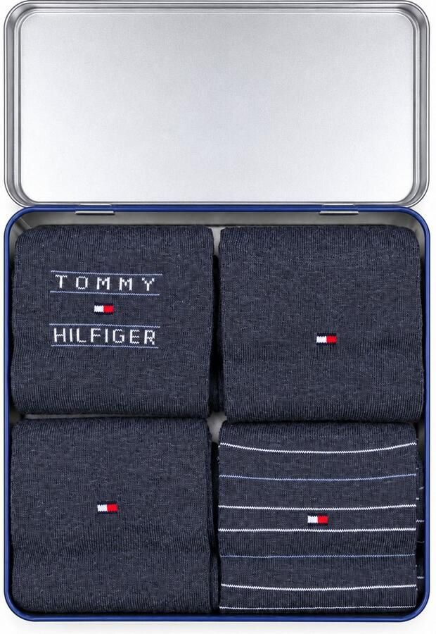 Tommy Hilfiger giftbox sokken set van 4 donkerblauw - Foto 4