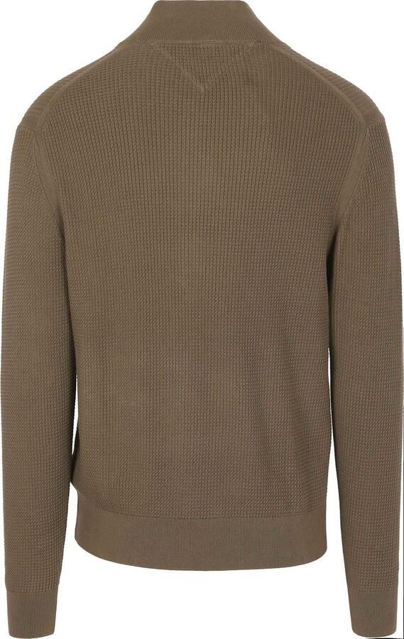 Tommy Hilfiger Half Zip Kabel Pullover Olijfgroen