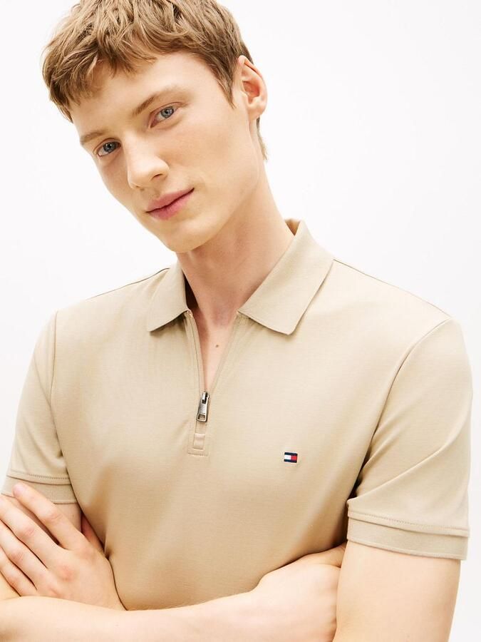 Tommy Hilfiger Half-Zip Polo Interlock Beige - Foto 2