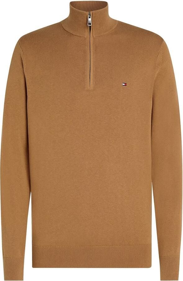 TOMMY HILFIGER Heren Truien & Vesten Pima Org Ctn Cashmere Zip Mock Camel