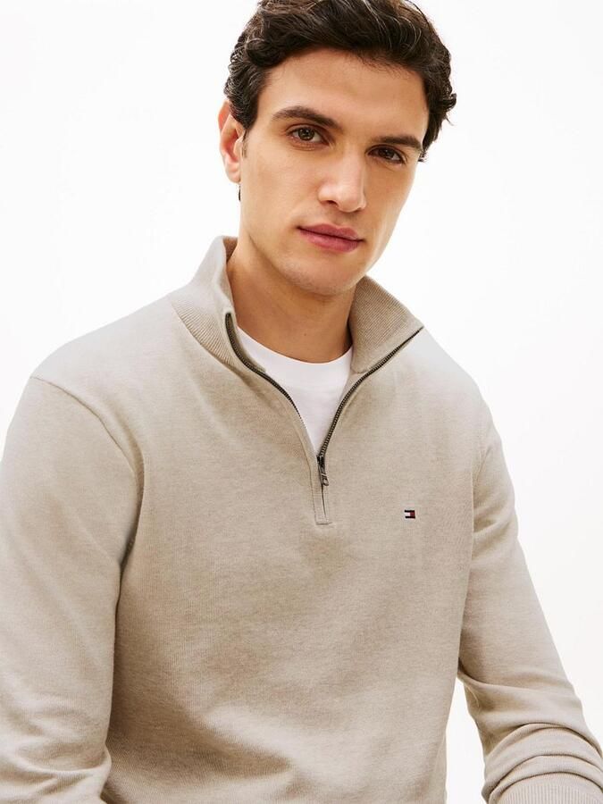 TOMMY HILFIGER Heren Truien & Vesten Essential Cotton Zip Mock Beige - Foto 9