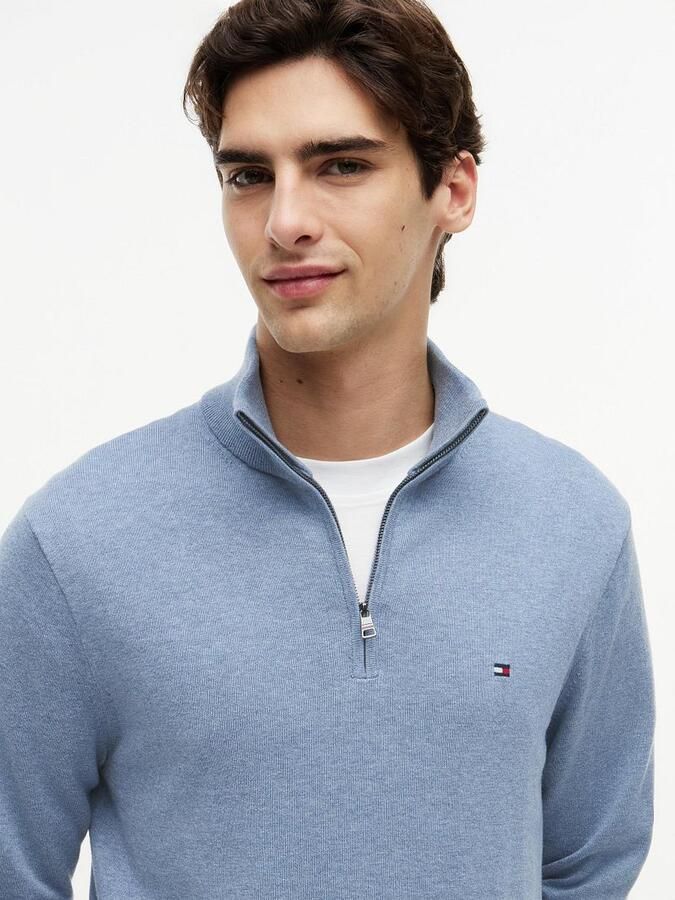 TOMMY HILFIGER Heren Truien & Vesten Essential Cotton Zip Mock Lichtblauw - Foto 10