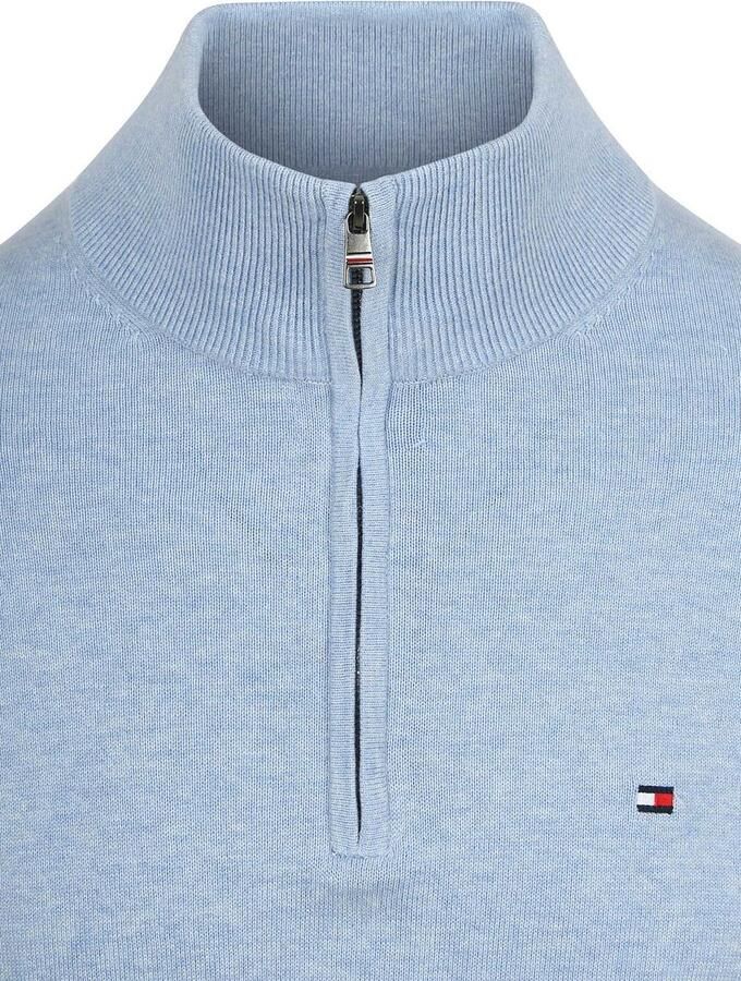TOMMY HILFIGER Heren Truien & Vesten Essential Cotton Zip Mock Lichtblauw - Foto 9