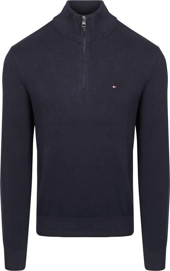 Tommy Hilfiger Blauwe Pima Organisch Katoen Kasjmier Zip Mock Gebreid Blue Heren - Foto 14