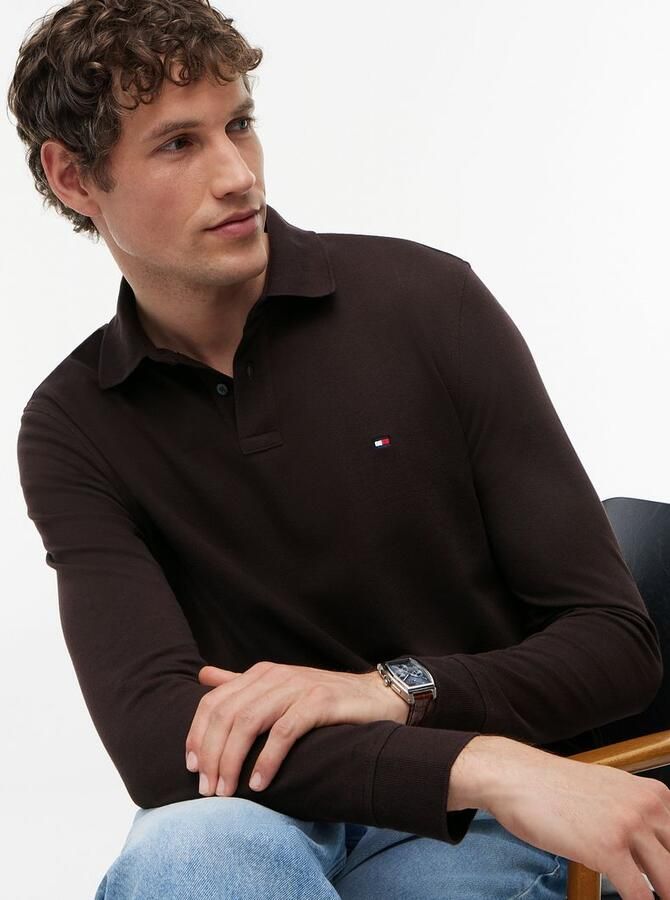 Tommy Hilfiger 1985 regular fit polo met logo bruin - Foto 4