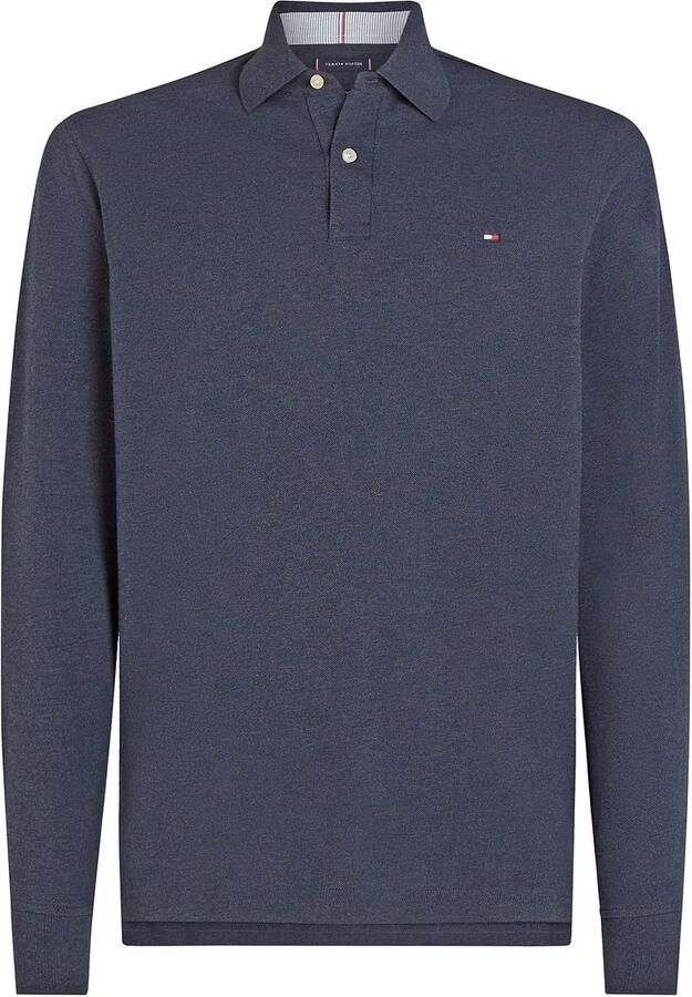 Tommy Hilfiger Small Flag Long Sleeve Polo Shirt Navy- Heren Navy - Foto 4