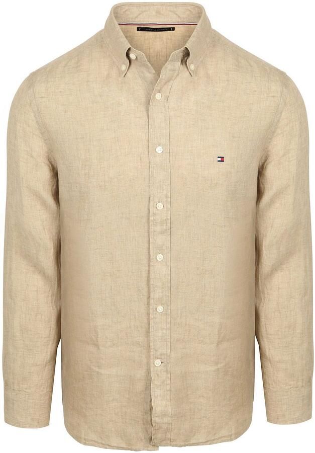 TOMMY HILFIGER Heren Overhemden Pigment Dyed Li Solid Rf Shirt Beige
