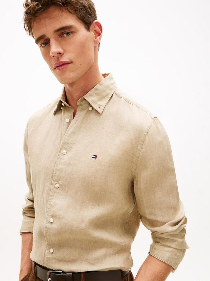 TOMMY HILFIGER Heren Overhemden Pigment Dyed Li Solid Rf Shirt Beige - Foto 7