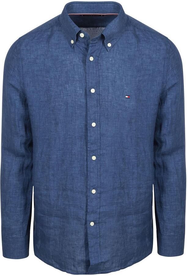 TOMMY HILFIGER Heren Overhemden Pigment Dyed Li Solid Rf Shirt Blauw - Foto 4
