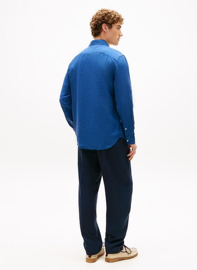 TOMMY HILFIGER Heren Overhemden Pigment Dyed Li Solid Rf Shirt Blauw - Foto 7