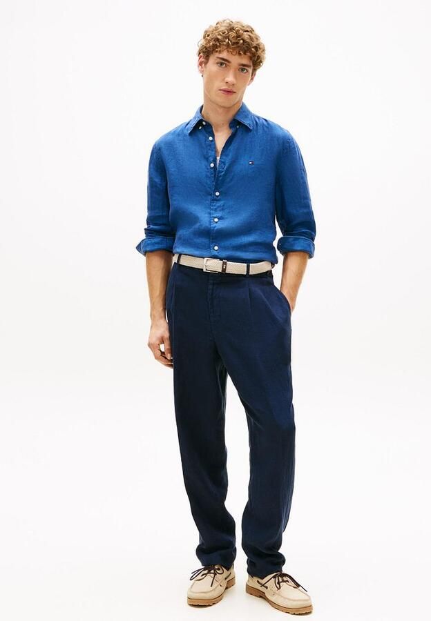TOMMY HILFIGER Heren Overhemden Pigment Dyed Li Solid Rf Shirt Blauw - Foto 9