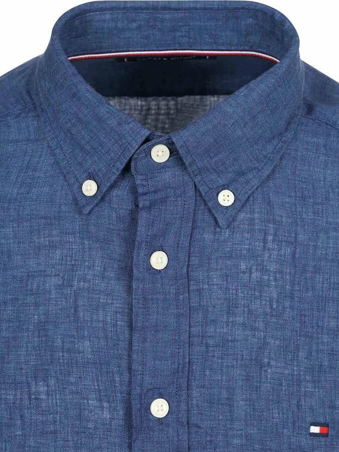 TOMMY HILFIGER Heren Overhemden Pigment Dyed Li Solid Rf Shirt Blauw - Foto 6