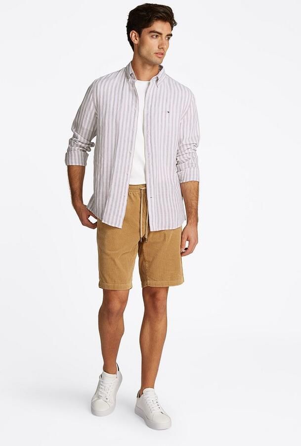 TOMMY HILFIGER Heren Overhemden Linen Essential Stripe Rf Shirt Ecru