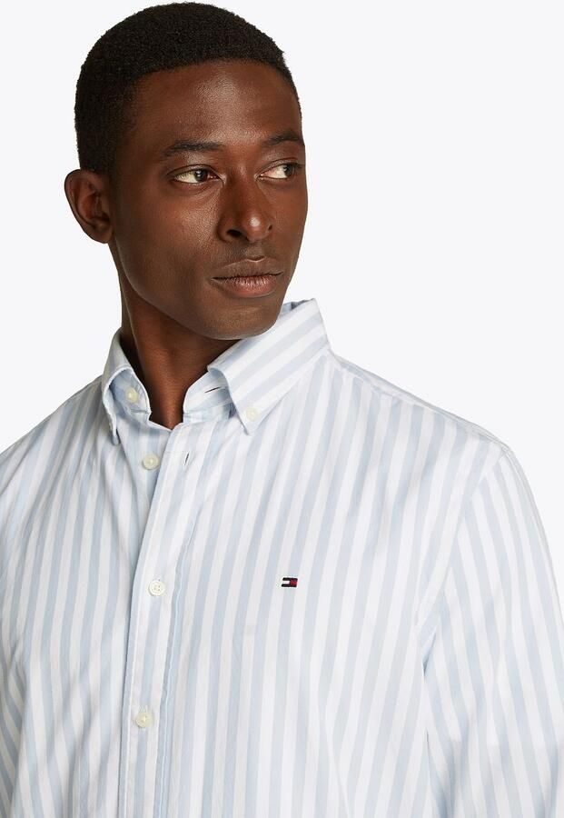 TOMMY HILFIGER Heren Overhemden Flex Poplin Bold Stripe Rf Shirt Lichtblauw