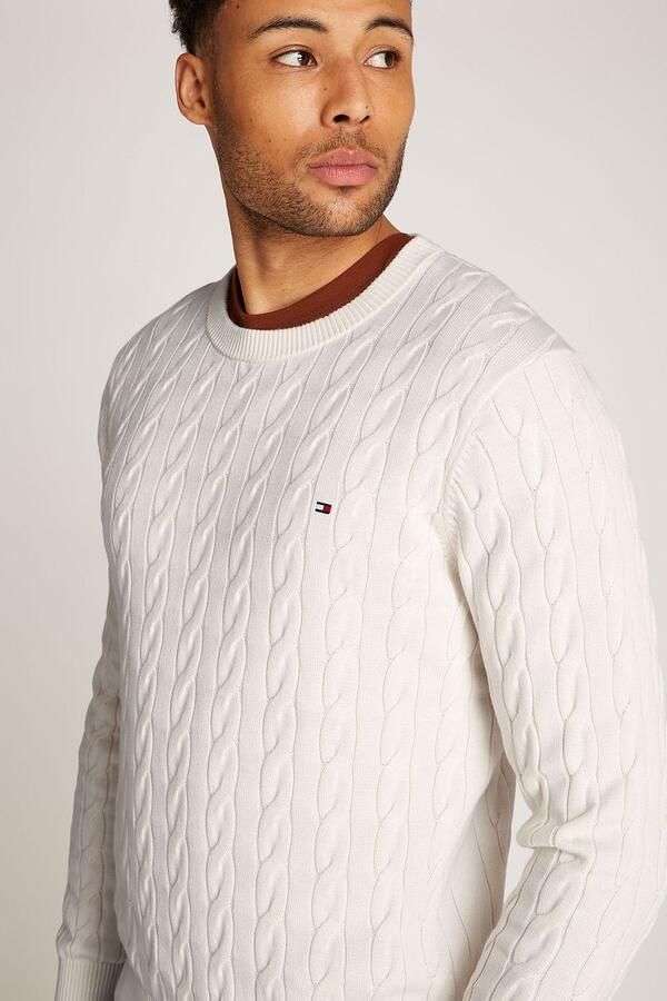 Tommy Hilfiger Gebreide trui CLASSIC CABLE CREW NECK met structuurbreisel en vlaglabel - Foto 4