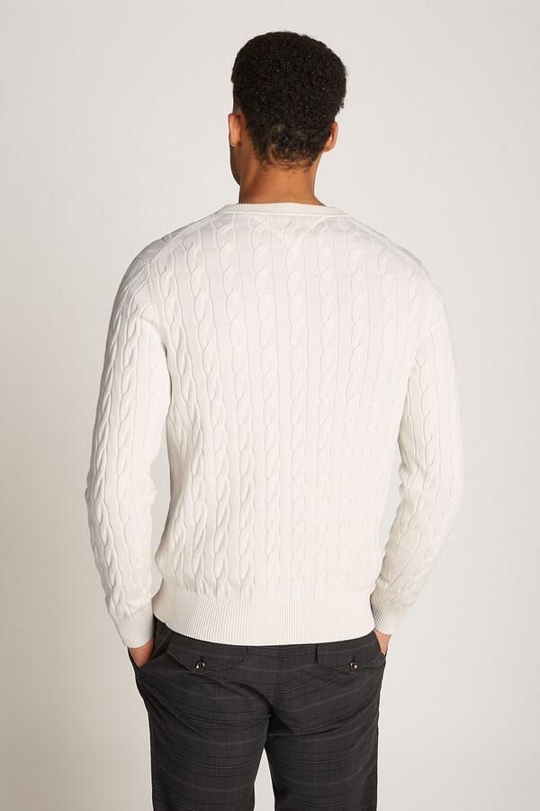 Tommy Hilfiger Gebreide trui CLASSIC CABLE CREW NECK met structuurbreisel en vlaglabel - Foto 5