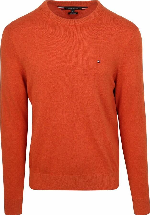 Tommy Hilfiger Iconische ronde hals katoen kasjmier trui Orange Heren