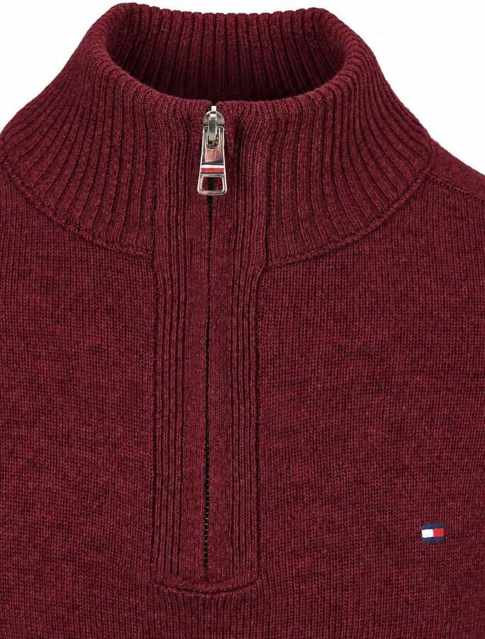 TOMMY HILFIGER Heren Truien & Vesten Lambswool Zip Mock Bordeaux - Foto 3