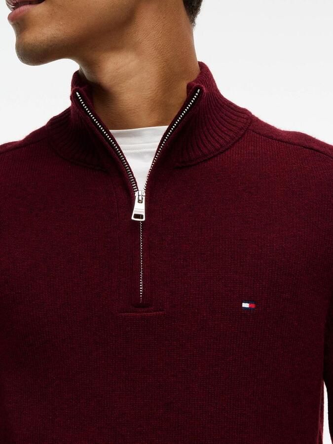 TOMMY HILFIGER Heren Truien & Vesten Lambswool Zip Mock Bordeaux - Foto 5
