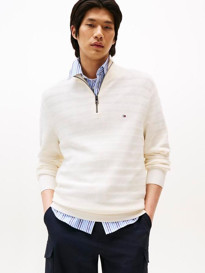 Tommy Hilfiger Pullover Halfzip Structure Ivory - Foto 2