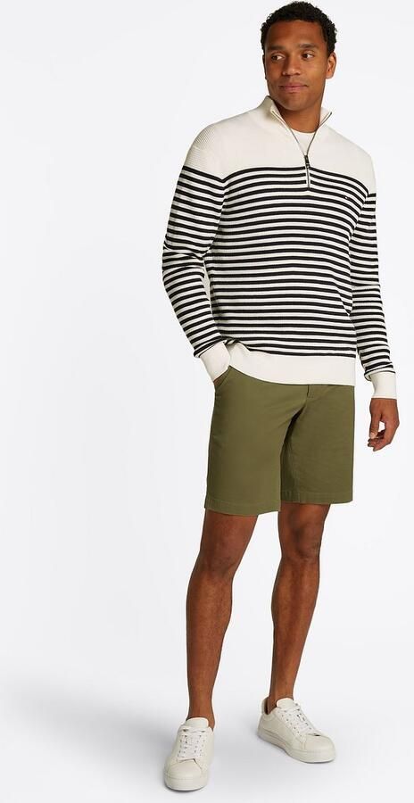 Tommy Hilfiger Racking Half-Zip Structure Streep Wit Navy - Foto 3