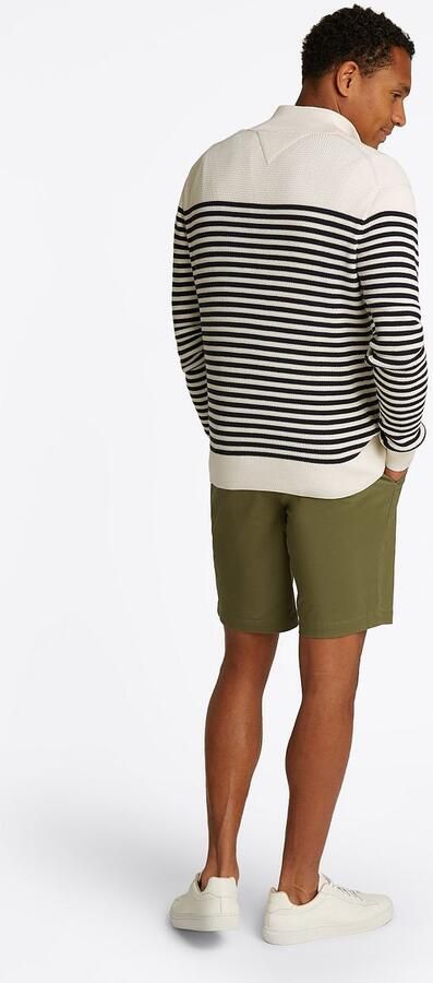 Tommy Hilfiger Racking Half-Zip Structure Streep Wit Navy - Foto 4