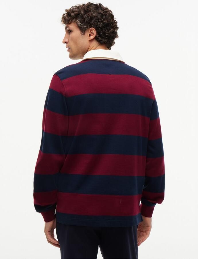 Tommy Hilfiger Rugby regular fit gestreepte sweater bordeaux donkerblauw - Foto 6