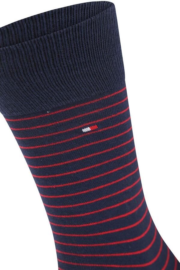 Tommy Hilfiger gestreepte sokken set van 2 donkerblauw rood - Foto 2