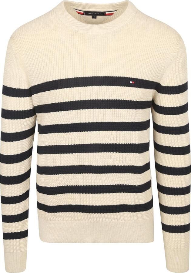 Tommy Hilfiger Gebreide trui STRUCTURE CREW NK met contrastkleurige strepen - Foto 9
