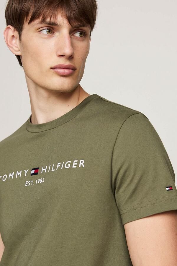 Tommy Hilfiger slim T-shirt donkergroen - Foto 6