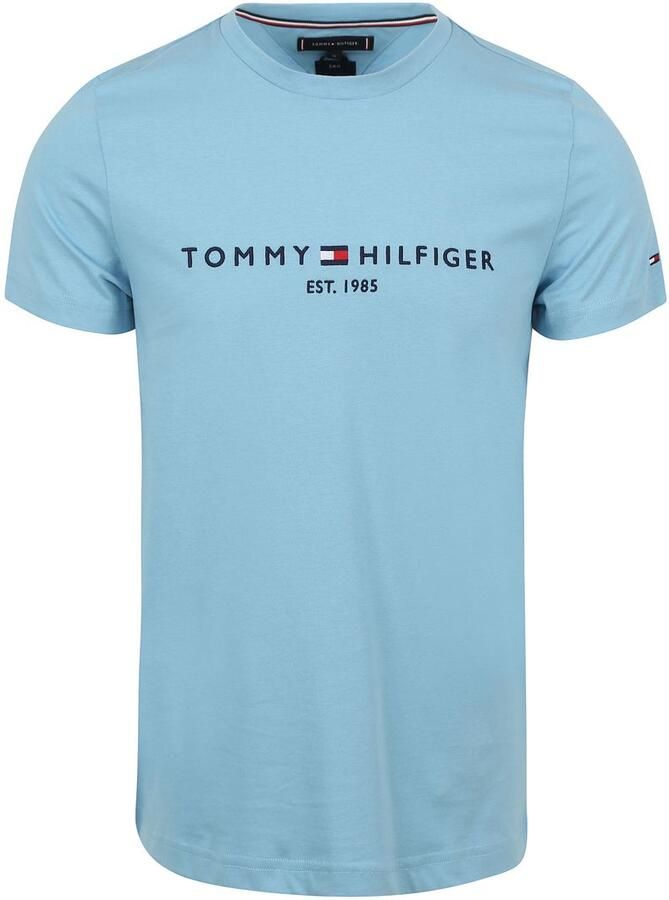 Tommy Hilfiger slim fit T-shirt met printopdruk sleepy blue