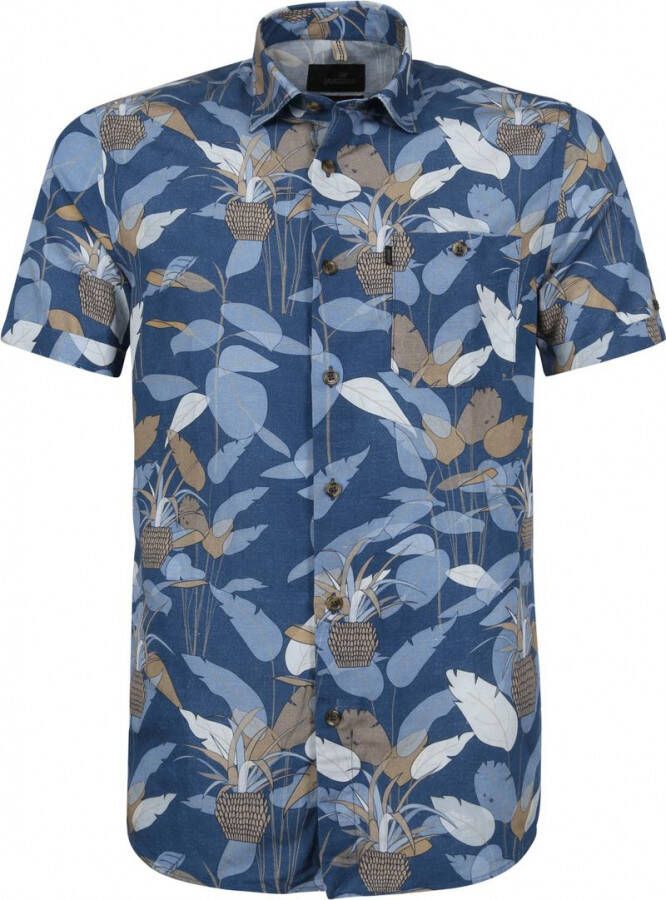 Vanguard Shirt met korte mouwen lyocell katoensign Blauw Heren