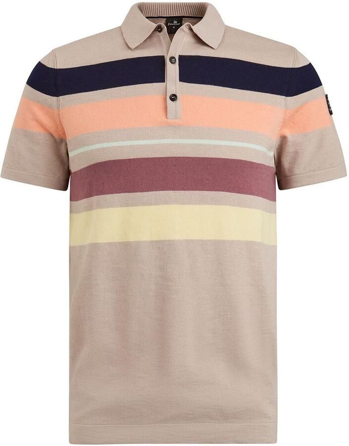 Vanguard gestreepte gebreide regular fit polo beige - Foto 6