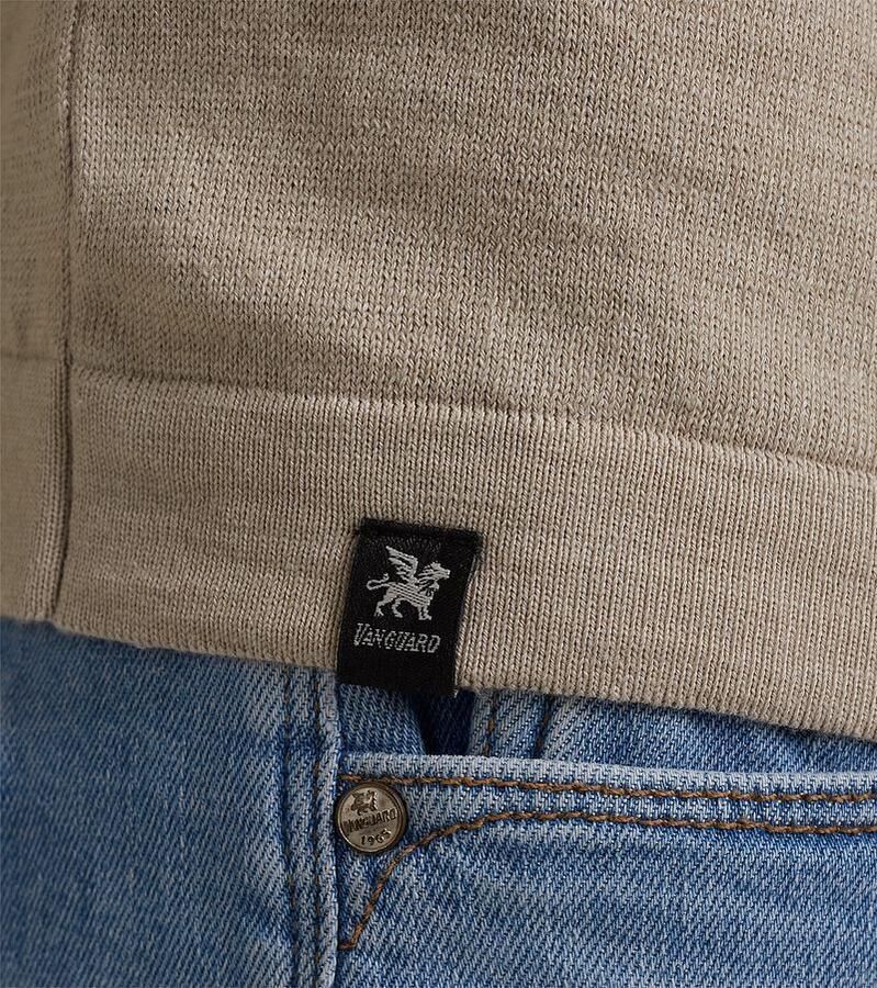Vanguard gestreepte gebreide regular fit polo beige - Foto 4