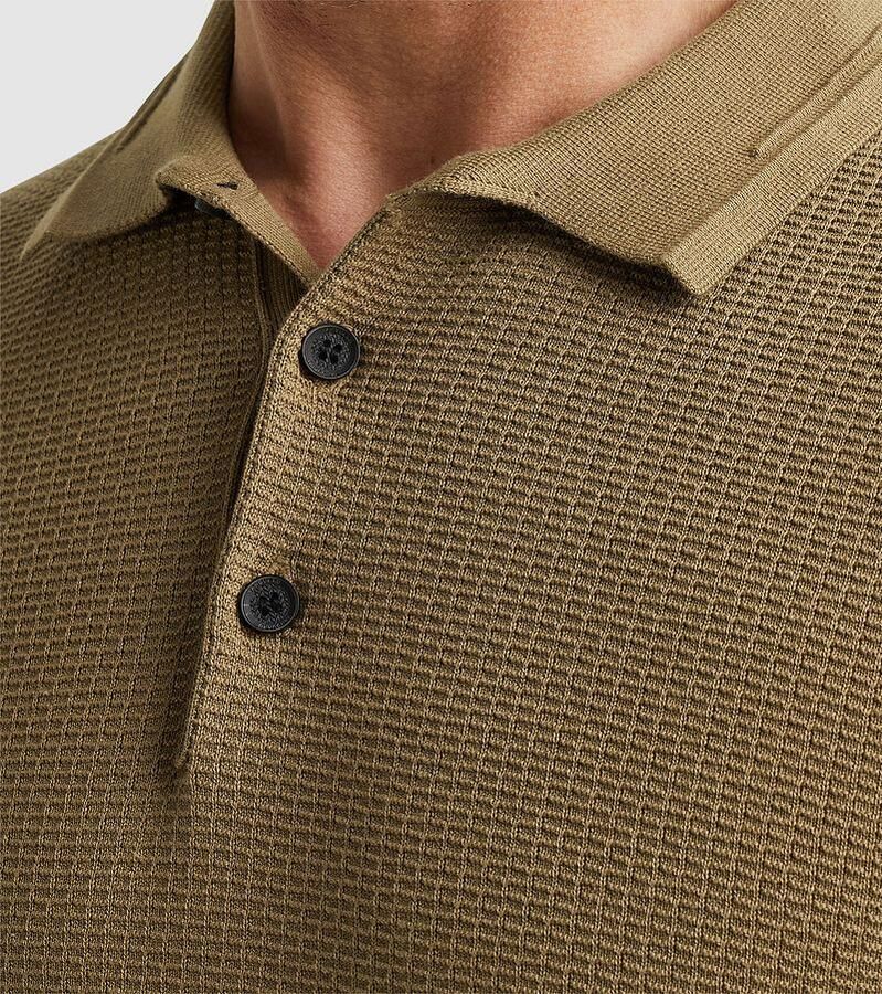 Vanguard gebreide regular fit polo met ingebreid patroon bruin - Foto 2