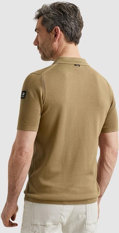 Vanguard gebreide regular fit polo met ingebreid patroon bruin - Foto 4