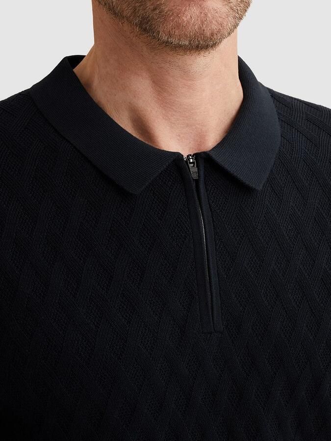 Vanguard Polo Shirt Korte Mouw Knitted Poloshirt Half-Zip Navy - Foto 3