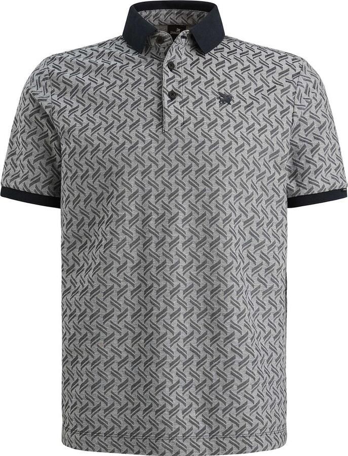 Vanguard Knitted Poloshirt Jacquard Print Navy