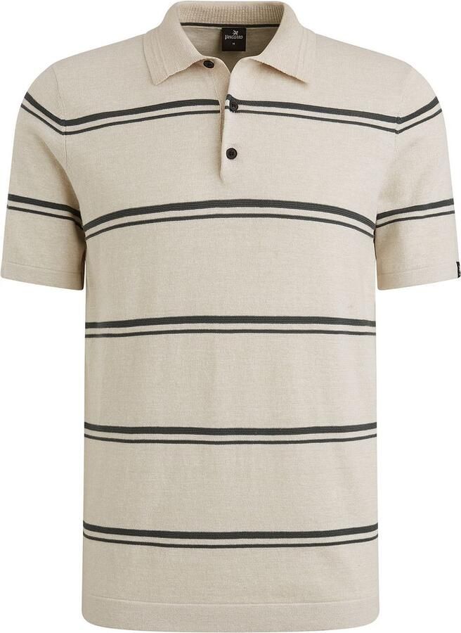 Vanguard regular gestreepte polo met linnen beige - Foto 2