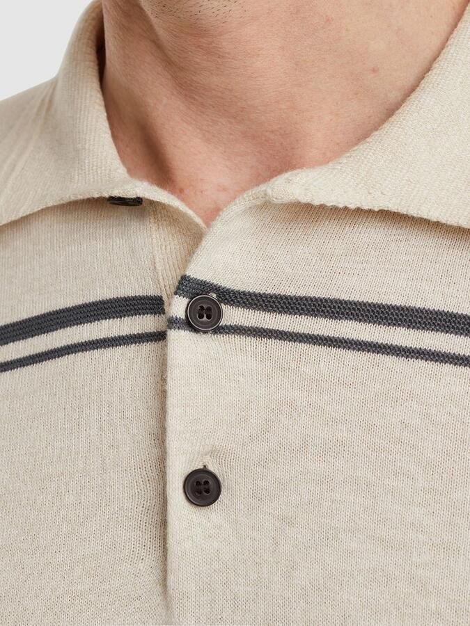 Vanguard regular gestreepte polo met linnen beige - Foto 3