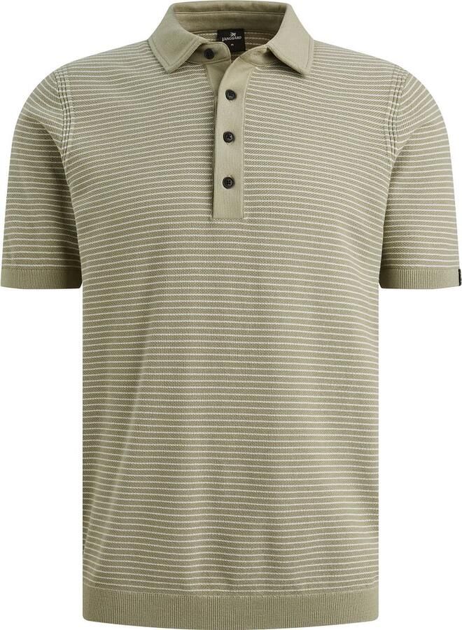 Vanguard Knitted Poloshirt Streep Groen