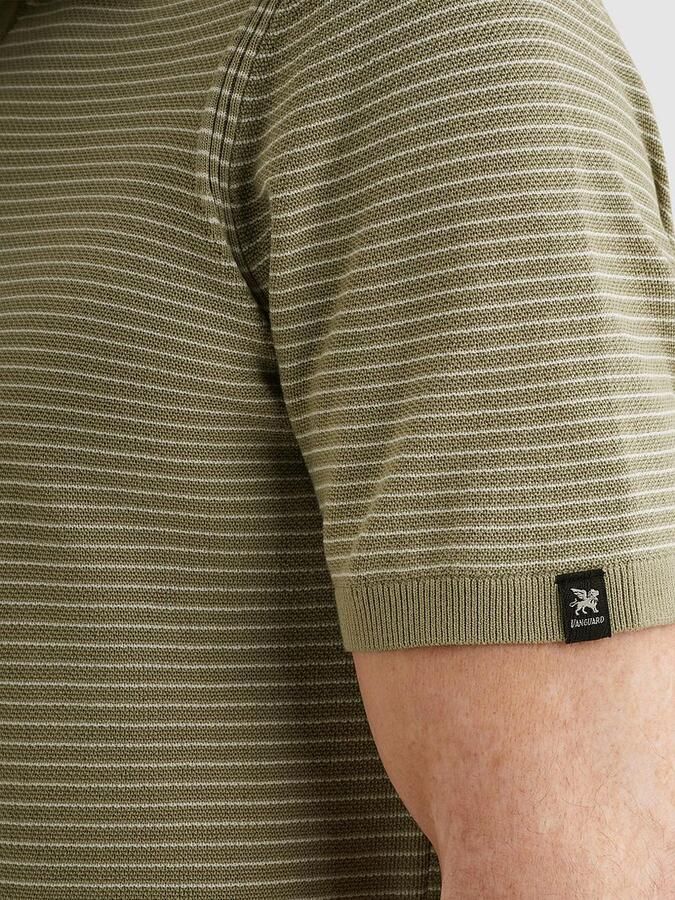 Vanguard Knitted Poloshirt Streep Groen - Foto 3