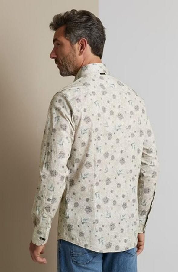 Vanguard Long sleeve shirt print on poplin pure cashmere Bruin Heren