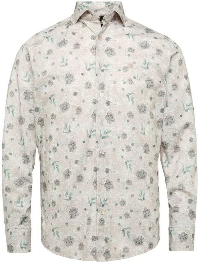 Vanguard Long sleeve shirt print on poplin pure cashmere Bruin Heren
