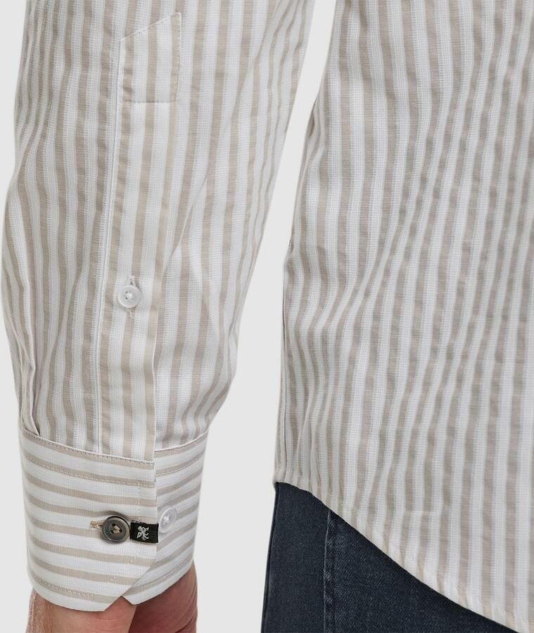 Vanguard Overhemd Lange Mouw Overhemd Dobby Streep Beige - Foto 5