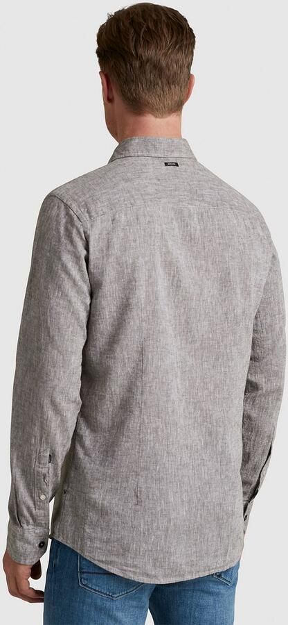 VANGUARD Heren Overhemden Long Sleeve Shirt Linen Cotton Blend 2 Tone Bruin - Foto 4