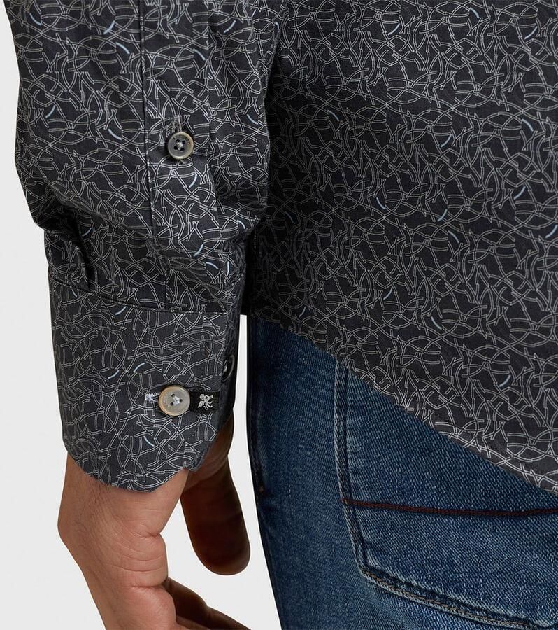 Vanguard Overhemd Lange Mouw Overhemd Print Antraciet