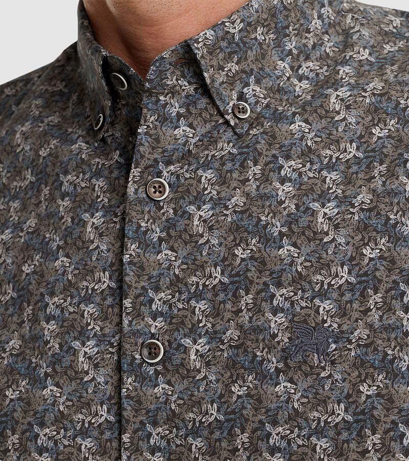 Vanguard Gedrukt lange mouw poplin overhemd Black Heren