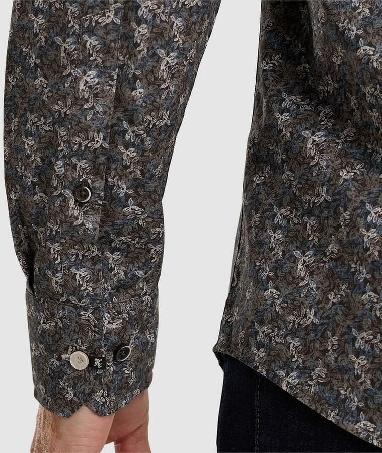 Vanguard Gedrukt lange mouw poplin overhemd Black Heren - Foto 3