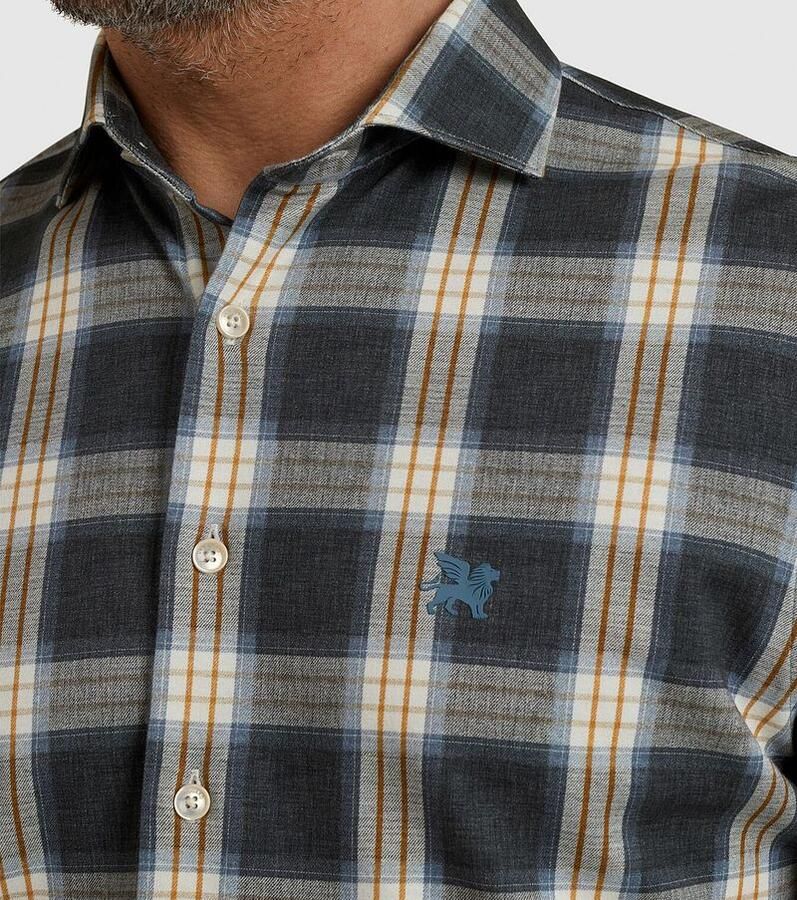 Vanguard Overhemd Lange Mouw Overhemd Ruit Donkerblauw